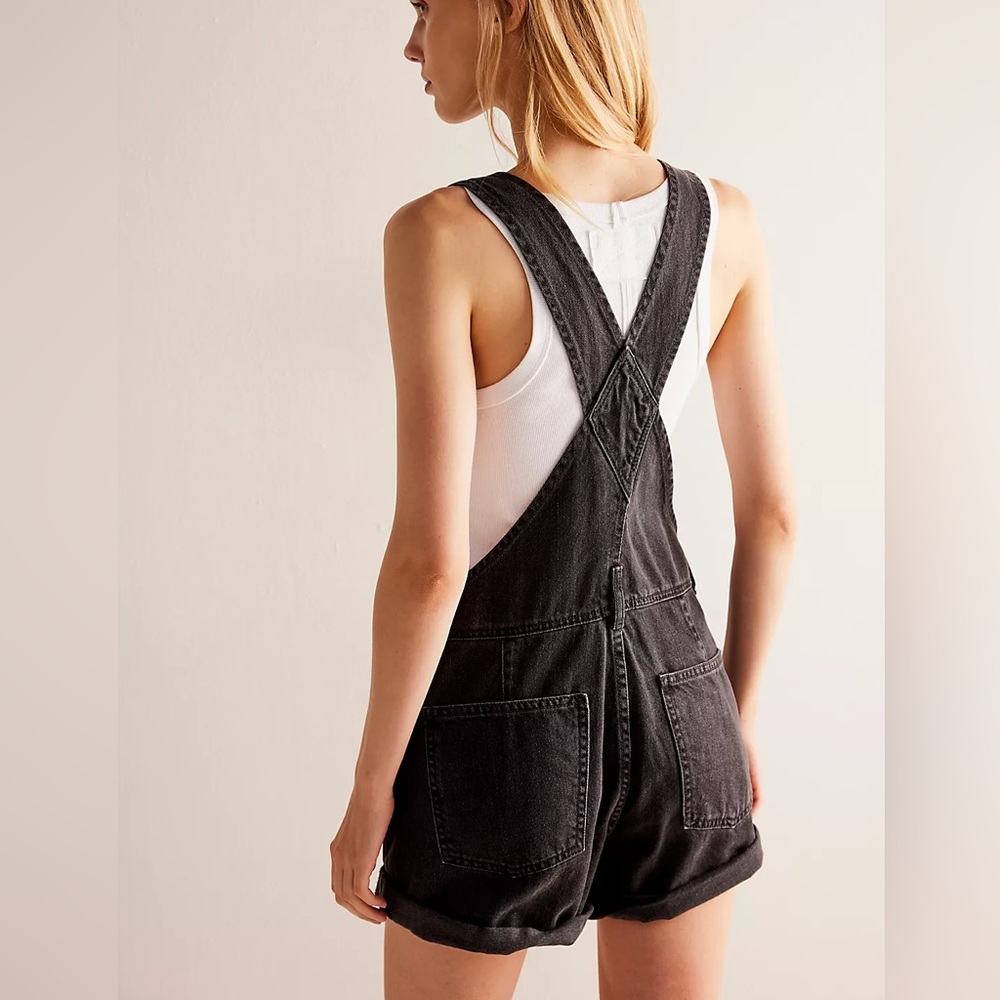 Women's FP Black Denim Overalls - Picture 2 of 7